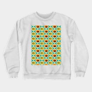 Retro Bubble Chain Pattern in Teal, Orange, Green Crewneck Sweatshirt